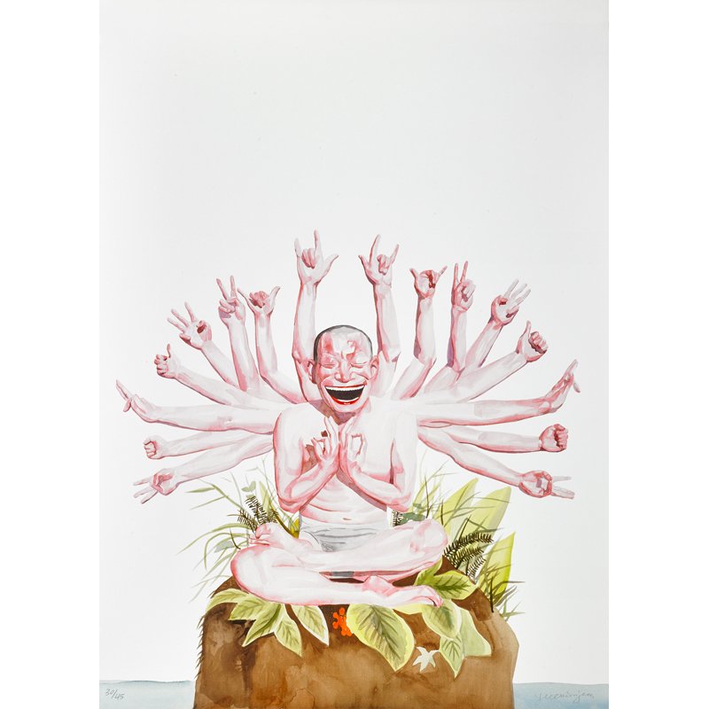 Yue Minjun (Chinese, b. 1962): Untitled, 2006; Lithograph in colors; Signed and numbered 30/45; 43" x 31" (sheet); Provenance: Private Collection, New York