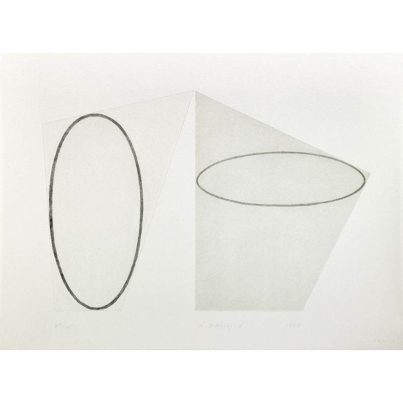 Robert Mangold (American, b. 1937): Untitled for BAM II, 1988; Aquatint in colors; Signed, dated and numbered 24/75; 22 1/4"" x 30" (sheet); Provenance: Private Collection, Florida