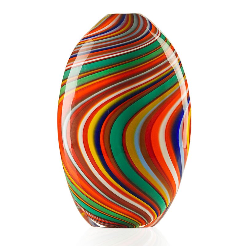 SEGUSO VIRO Bahia glass vase: SEGUSO VIRO Blown glass Bahia vase, edition of 101, USA, after 2001 Etched Seguso Viro Murano 76/101 BAHIA 11 3/4" x 7 1/4"