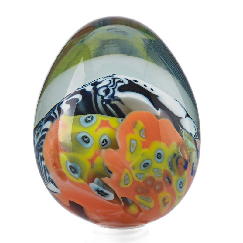 RICHARD RITTER Glass egg: RICHARD RITTER (b. 1940) Blown glass egg, Bakersville, NC, 1979 Etched Ritter 299-79 3 1/4" x 2 1/2"