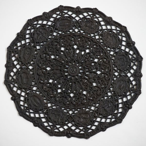 ZODIAC: Cast iron grate, 20th c.; Unmarked; 32" x 32"