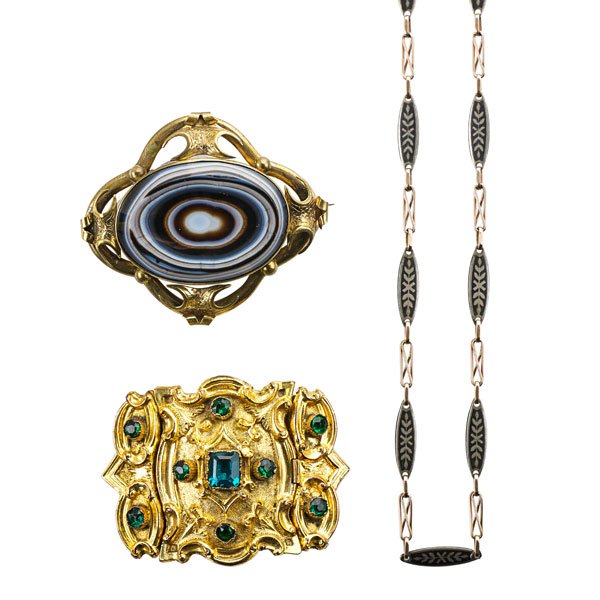 THREE PIECES UNUSUAL 19TH CENTURY JEWELRY (1 of 1)