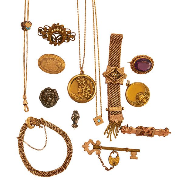 VICTORIAN OR ART NOUVEAU GOLD FILLED JEWELRY (1 of 1)
