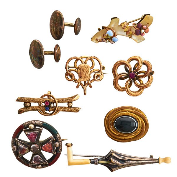 GROUP OF VICTORIAN SILVER OR GOLD FILLED JEWELRY (1 of 1)