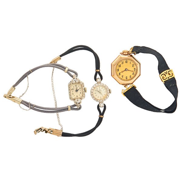 THREE LADIES GOLD OR PLATINUM DRESS WATCHES (1 of 1)