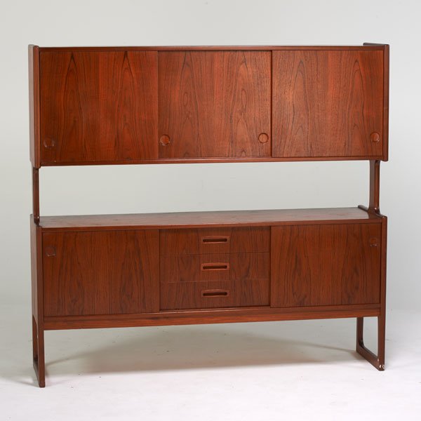 STYLE OF HANS WEGNER: Teak cabinet, Denmark, 1970s; Unmarked; 68" x 74" x 18"