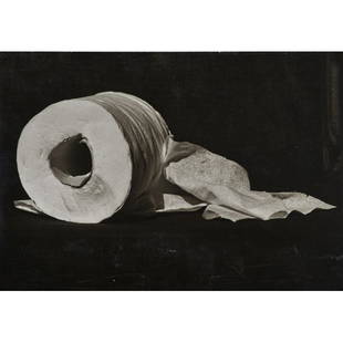 NAOMI SAVAGE (American, 1927-1995): Black and white photograph; "One Roll," 1983; Artist's label, dated and titled on verso; 9 1/4" x 1 1/4" (sheet)