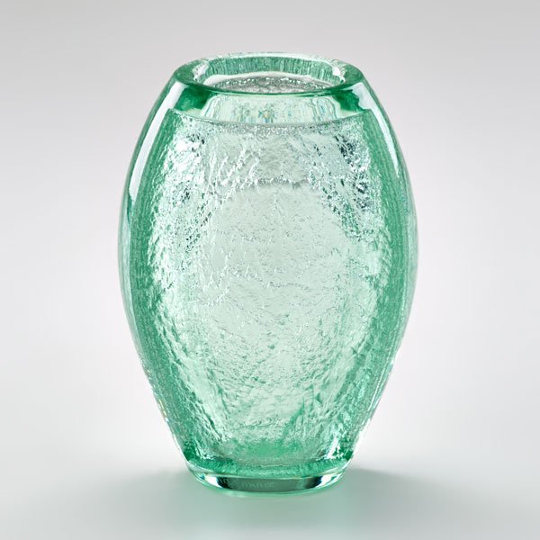 DAUM: Art Deco etched glass vase, France, 1930s; Marked "Daum Nancy France" with Cross of Lorraine; 7 3/4" x 5"