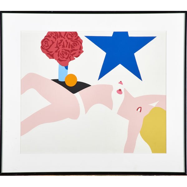 POP ART: Two screenprints in colors; Tom Wesselmann (American, 1931-2004), "Great American Nude" from Banner by Tom Wesselmann for Multiples, Inc. 1968; Roy Lichtenstein (American, 1923-1997), "Pistol"; Larger