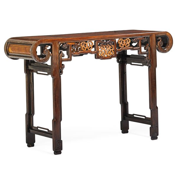 CHINESE ALTAR TABLE: Mixed hardwoods, China, 20th c. 32 1/2" x 49" x 16"