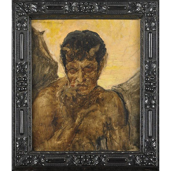 HIPPOLYTE-DOMINIQUE BERTEAUX (French, 1843-1928): Untitled, 1869 Oil on canvas (ebony frame) Signed and dated 12" x 10"