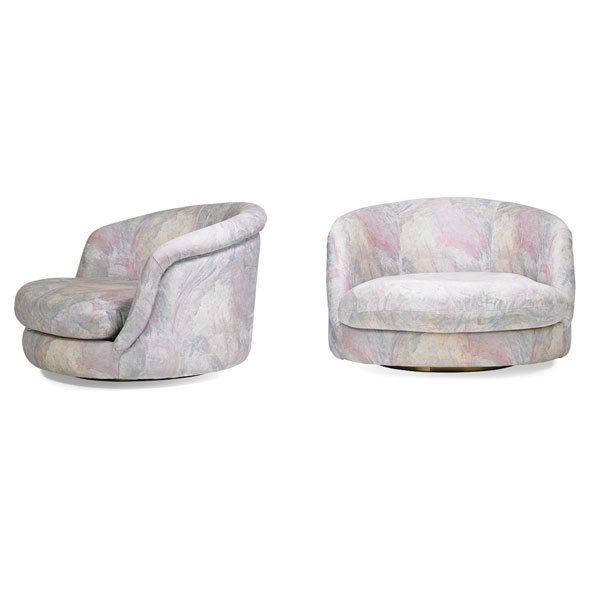 MILO BAUGHMAN Pair of swivel lounge chairs (1 of 5)