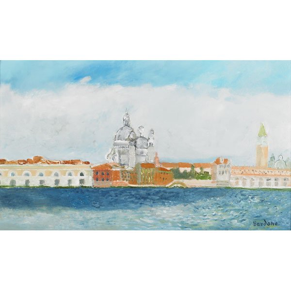 Guy Bardone (French, b. 1927): La Salute, Venice; Oil on canvas (framed); Signed; 13" x 20"; Provenance: Findlay Galleries, New York (label on verso); Private Collection, New Jersey
