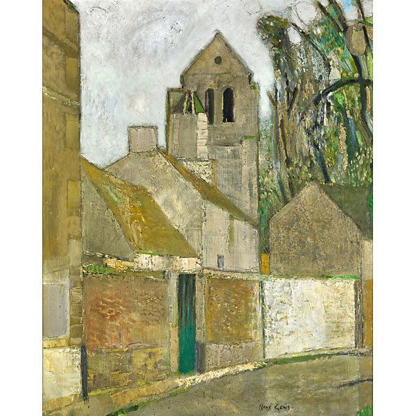 Ren Genis (French, 1922–2004): Eglise de Belle Fontaine; Oil on canvas (framed); Signed; 32 1/4" x 25 3/4"; Provenance: David B. Findlay Galleries, New York (label on verso); Private Collection, New Jersey