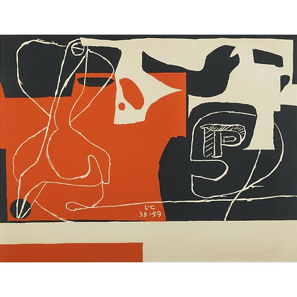 Le Corbusier (Swiss/French, 1887-1965: Les des sont jetes, 1959; Lithograph in colors (framed); Signed and numbered 78/100; 18 3/4" x 24 7/8" (sight); Provenance: Private Collection, New Jersey
