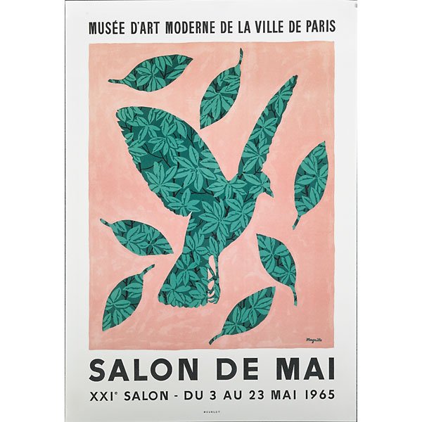 Rene Magritte (Belgian, 1898-1967): Salon de Mai, 1965; Lithograph in colors; Signed in plate; From an edition of 850; 23 1/4" x 16 1/2" (sheet); Printer: Mourlot, Paris; Publisher: Musee d'Art Moderne de la Ville de Paris; Literature: 