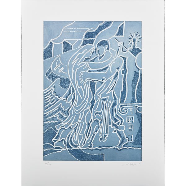 Andre Masson (French 1896-1987): L'Odyssee, 1977-78; Twelve etchings and aquatints in colors in original portfolio complete with colophon; Each signed and numbered 39/120; 25 3/4" x 20" (sheet, each); Printer: Atelier Crommelynck, Pa