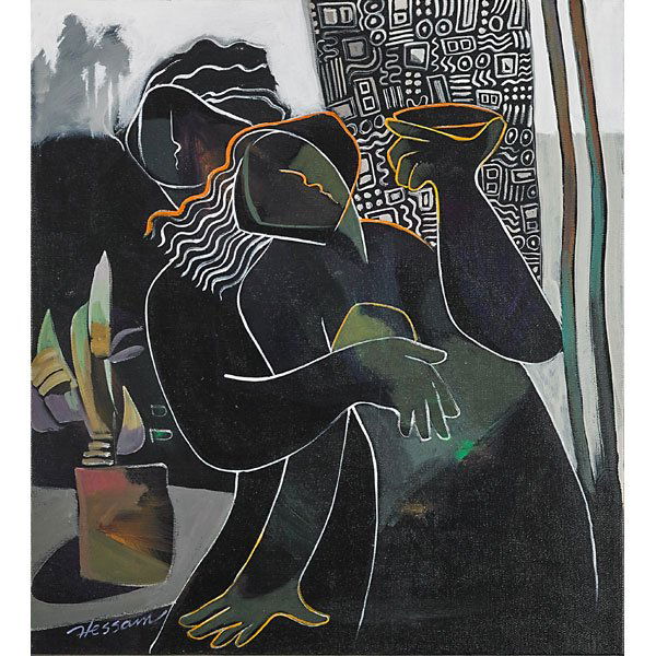 Hessam Abrishami (Iranian, b. 1951): Twilight of Love, 1998; Oil on canvas (framed); Signed, dated and titled; 20" x 18"; Provenance: Private Collection, Florida