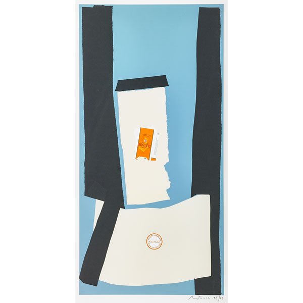 Robert Motherwell (American, 1915-1991): Harvest in Scotland from Summer Light series, 1973; Lithograph and collage in colors (framed); Signed and numbered 48/69; 41 1/2" x 23 1/2" (sight); Printer: Gemini G.E.L., Los Angeles; Provenance: Pr