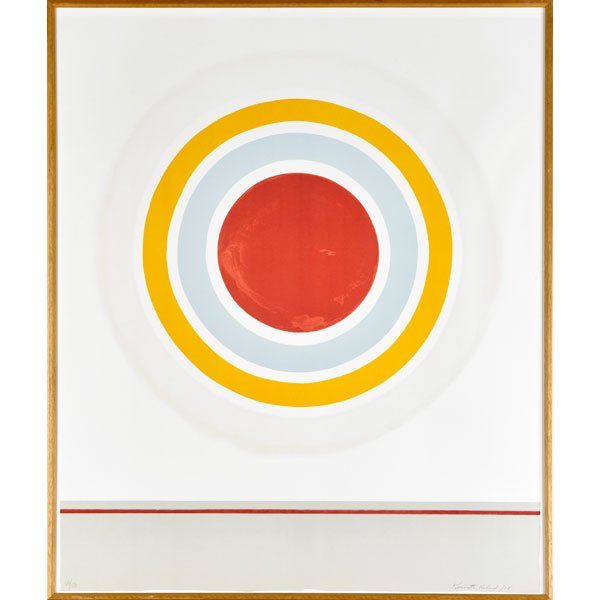 Kenneth Noland (American, 1924-2010): Blush, 1978; Lithograph in colors on BFK Rives paper(framed); Signed, dated and numbered 26/50; 35 5/8" x 29 5/8" (sight); Printer: Tyler Graphics Ltd., New York; Provenance: Private Collection, Flori