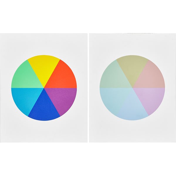 Robert Swain (American, b. 1940): Six Part Hue Circle, 1977 & 1978; Two Acrylic on Masonite (framed separately); Each signed, dated and titled; 20" x 16" (each); Provenance: Private Collection, New York