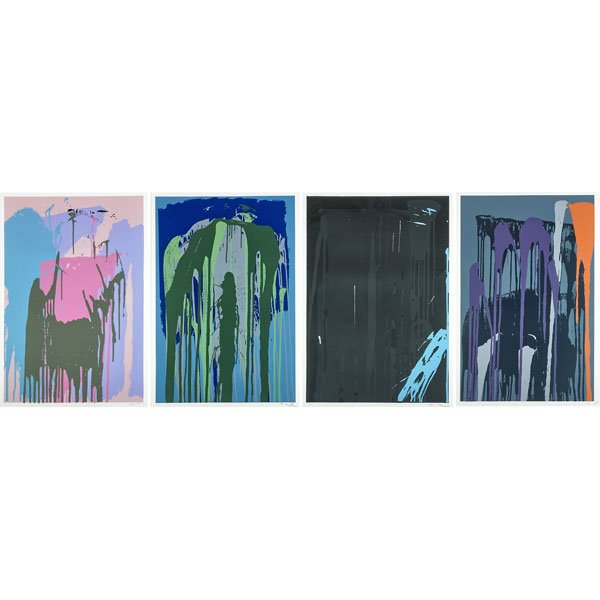 Larry Poons (American, b. 1937): Untitled, ca. 1975; Four screenprints in colors on paper (framed separately); Each signed and numbered 31/100; 34" x 23" (sight, each); 35 3/4" x 25" (sheet, each); Provenance: Private Collection, Nor