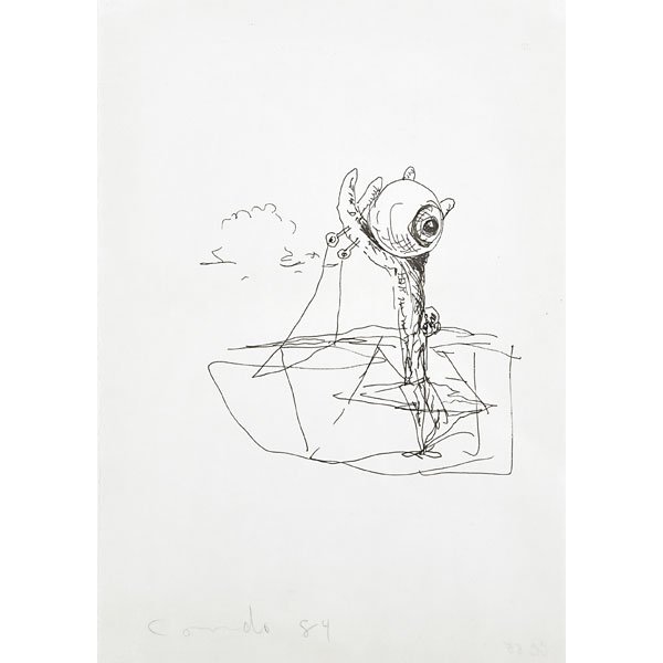 George Condo (American, b. 1957): Untitled, 1984; Ink on paper (framed); Signed and dated; 8 1/4" x 5 3/4" (sheet); Provenance: Galleria Salvatore Ala, Milan; Annina Nosei Gallery, New York (label on verso); Vrej Baghoomian Gallery, N