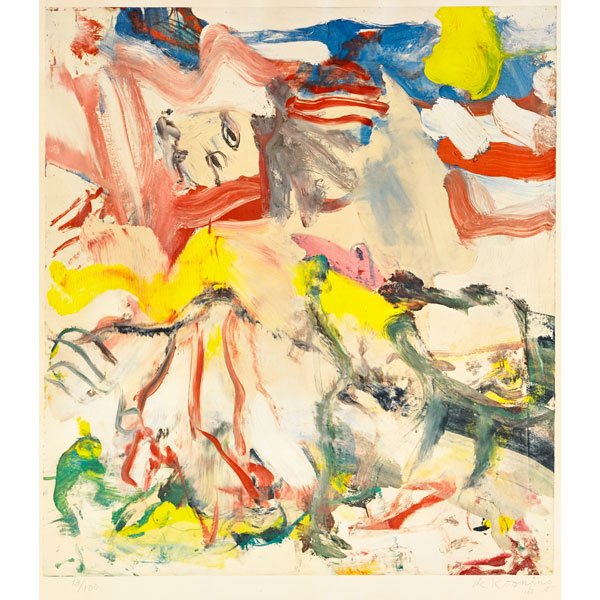 Willem de Kooning (Dutch/American, 1904-1997): Figures in Landscape #6, 1980; Lithograph in colors (framed); Signed, dated and numbered 13/100; 36" x 31 5/8" (sight); Printer: Litho-Craft of New England, Inc.; Provenance: Private Collection, Flori