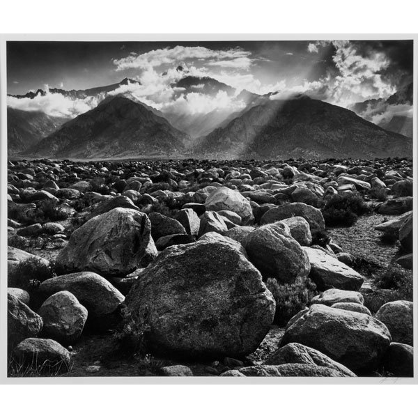 Ansel Adams (American, 1902-1984): Clearing Storm, Mount Williamson, From Manzanar, Sierra Nevada, California; Gelatin silver print dry-mounted to board (framed); Signed; 15 3/8" x 18 1/2" (image); 16 1/8" x 19 1/4" (sight); Provenance