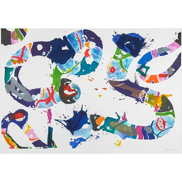 Sam Francis (American, 1923-1994): Untitled (SFE-089), 1993; Aquatint in colors on paper (framed); Signed and numbered 9/21; 23 5/8" x 35 5/8" (plate); 31 7/8" x 42 7/8" (sheet); Printer: Gardner Lithograph, California; Publisher: The