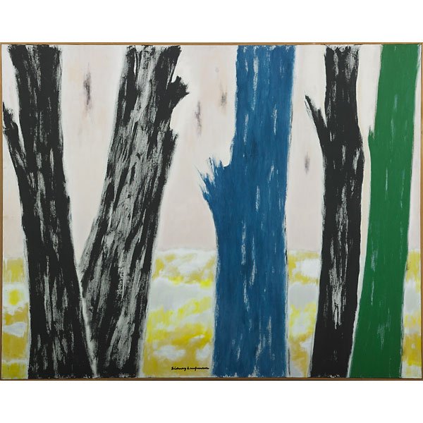 Sidney Laufman (American, 1891-1985): Row of Trees; Oil on canvas (framed); Signed and titled; 39 3/4" x 50"; Provenance: Florida Estate Collection