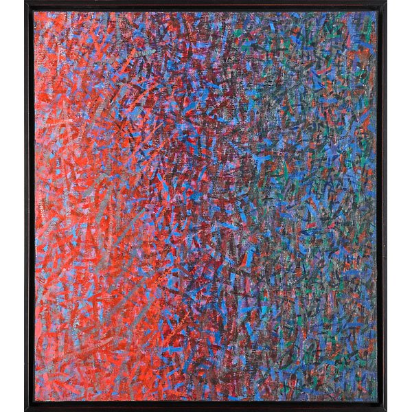 Leonard Nelson (American, 1912-1993): Untitled; Oil and acrylic on canvas (framed); Signed; 22 1/4" x 19 1/2"; Provenance: Private Collection, Pennsylvania