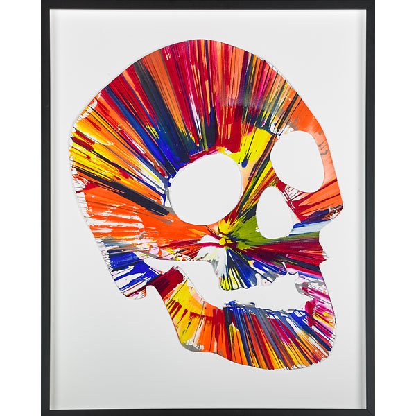 Damien Hirst (British, b. 1965): Skull Spin Painting (Created at Damien Hirst Spin Workshop), 2009; Acrylic on paper (framed); Bears Hirst blindstamp and stamped with signature and inscription: This painting was made by / to celebrat