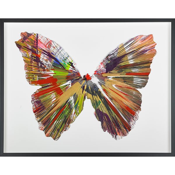 Damien Hirst (British, b. 1965): Butterfly Spin Painting (Created at Damien Hirst Spin Workshop), 2009; Acrylic on paper (framed); Bears Hirst blindstamp and stamped with signature and inscription: This painting was made by / to cele