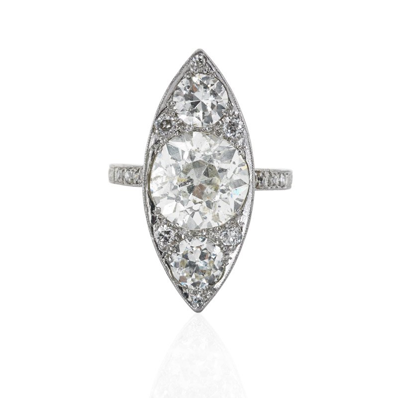 ART DECO DIAMOND AND PLATINUM NAVETTE RING (1 of 1)