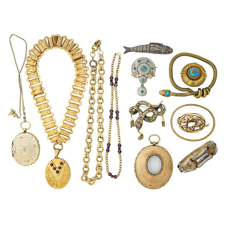 ANTIQUE JEWELRY IN VARIOUS MATERIALS, INCL. GOLD (1 of 1)