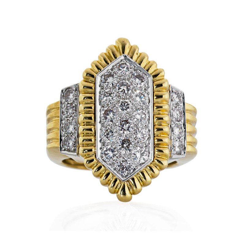 DAVID WEBB DIAMOND, PLATINUM AND 18K GOLD RING (1 of 2)