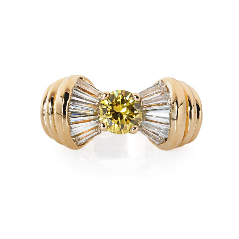 GIA FANCY VIVID YELLOW DIAMOND RETRO RING (1 of 2)