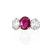 BURMA RUBY AND DIAMOND THREE-STONE PLATINUM RING