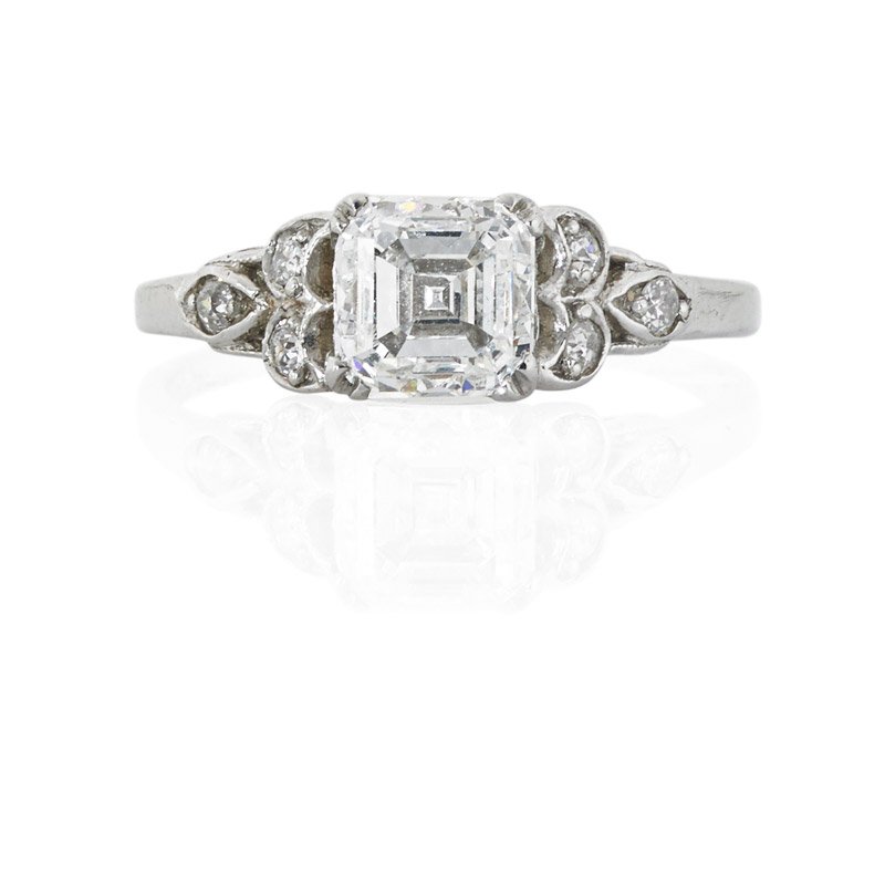 1.30 CTS ASSCHER CUT DIAMOND ART DECO RING (1 of 2)