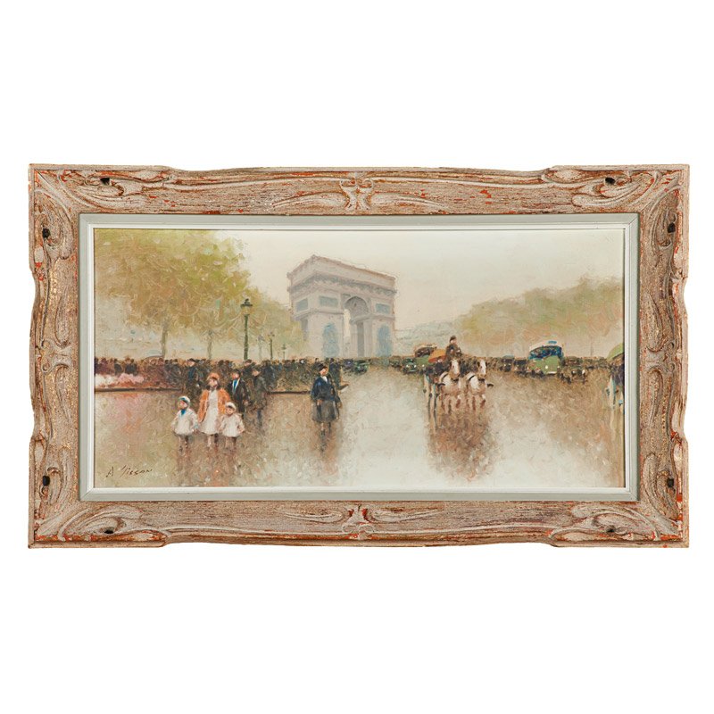 ANDRE GISSON (American, 1921-2003): L'Arc de Triomphe"; Oil on canvas (framed); Signed; 12" x 24