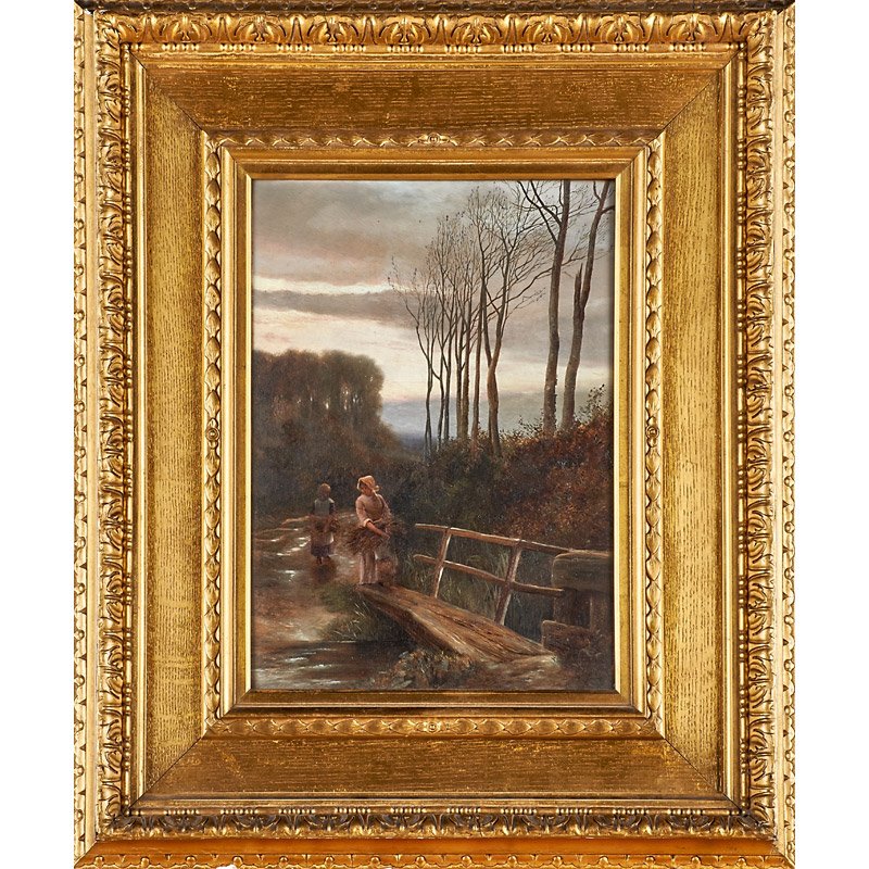 CHARLES F. ROBINSON (Scottish, 19th c.) (Attr.): One of two untitled scenes of daily life; Oil on canvas (framed separately); 14" x 10" (each)