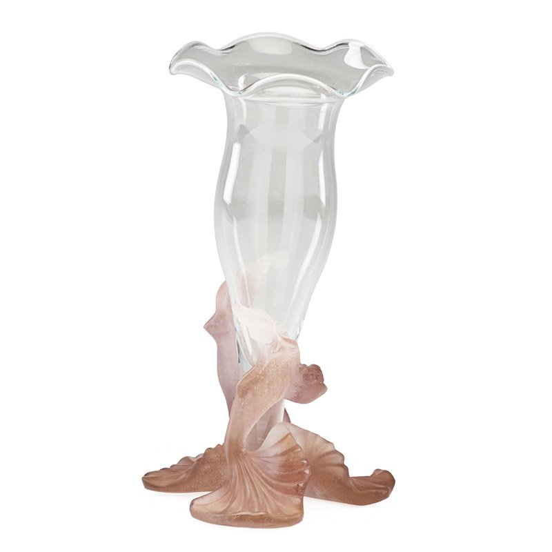 DAUM PATE DE VERRE MERMAIDS VASE: France, late 20th c.; Signed; 11" x 6"