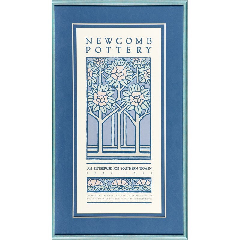 NEWCOMB POTTERY EXHIBITION POSTER: "An Enterprise for Southern Women, 1895-1941," 1984, (framed); Printed by the Smithsonian Institution, copyrighted; 28 3/4" x 13" (sight)