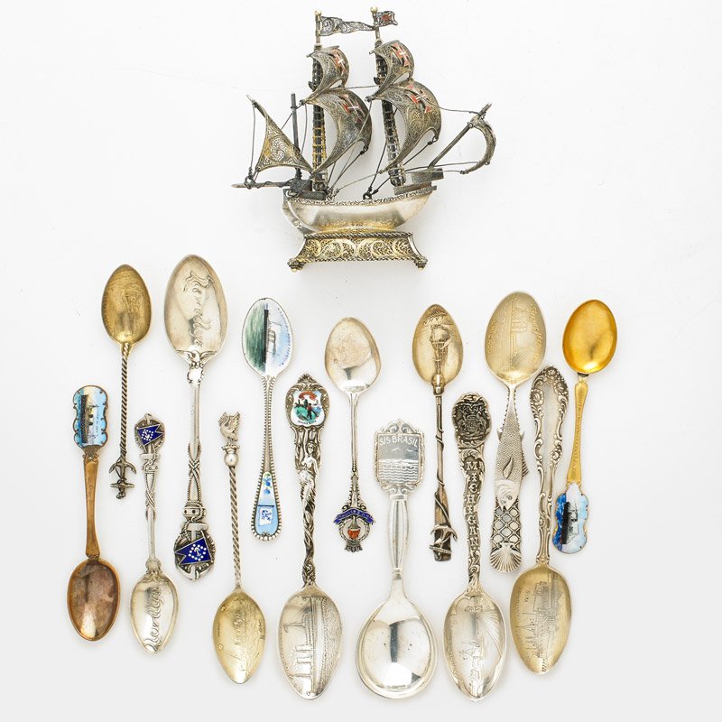 NAUTICAL MOTIF SILVER AND SILVER PLATE GROUP (1 of 1)