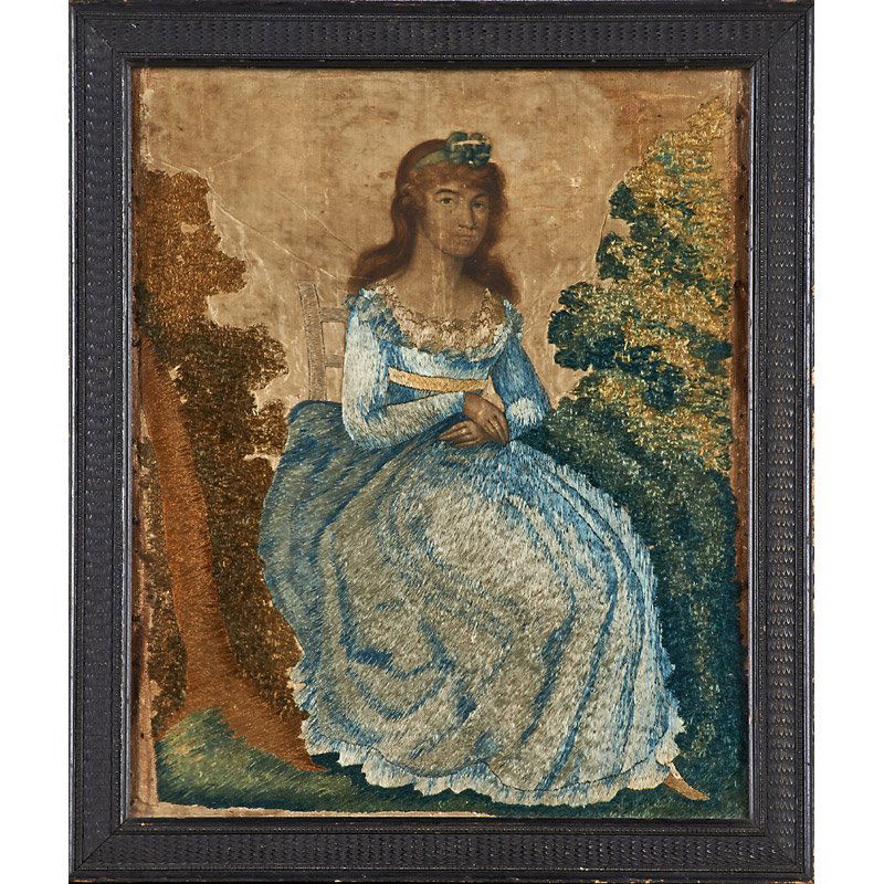 18TH C. ENGLISH FRAMED EMBRODERY ON SILK (1 of 2)