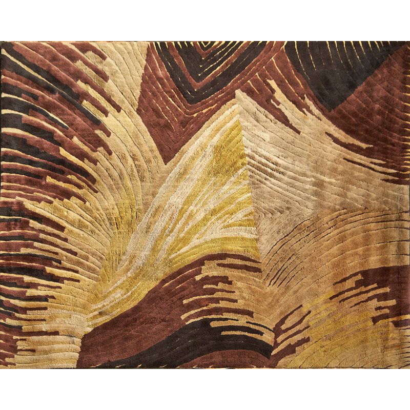 EDWARD FIELDS: "Ebb Tide" room-sized sculpted wool rug, Long Island, NY, 1970s; Signed in selvedge; 178" x 142"
