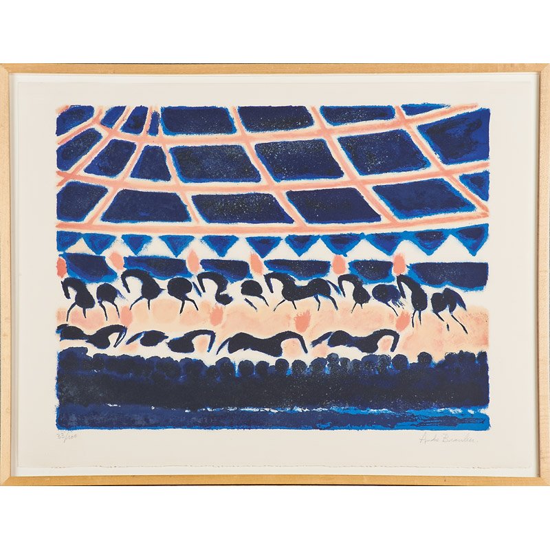 ANDRE BRASILIER (French, b. 1929): Lithograph on Arches paper, Untitled (framed); Signed and numbered 33/100; 22 3/4" x 29 3/4" (sheet)