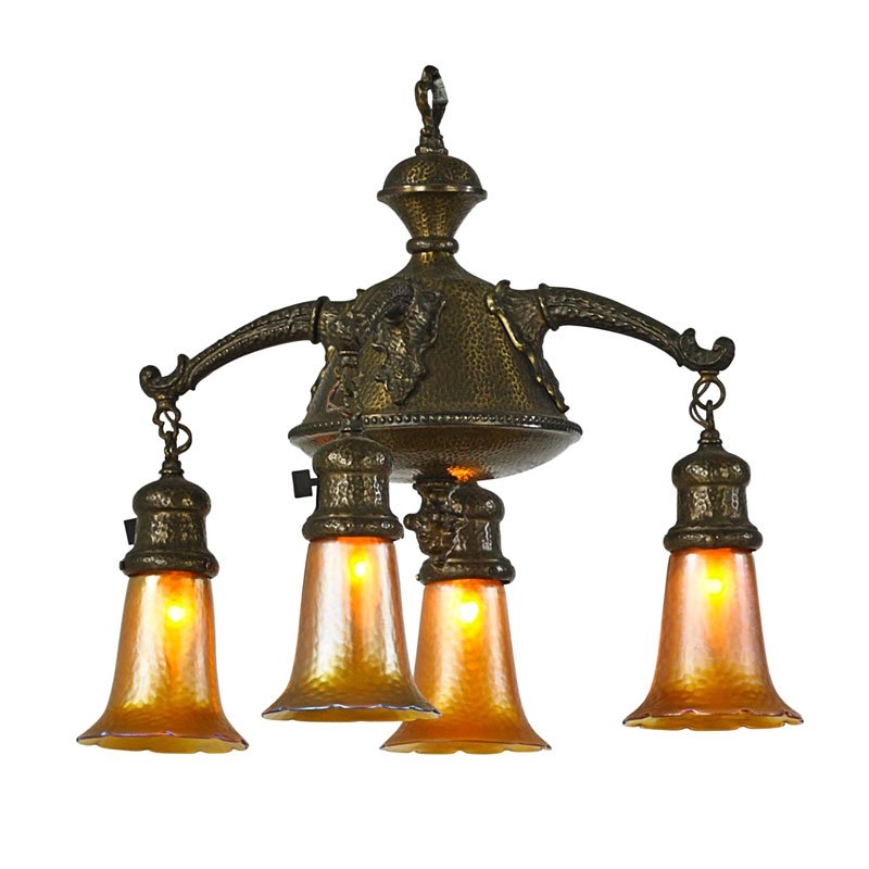 ARTS & CRAFTS; QUEZAL Chandelier (1 of 1)