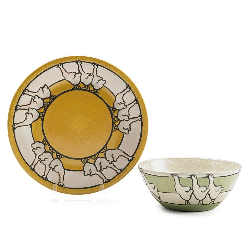 SATURDAY EVENING GIRLS Bowl and plate w/ geese (1 of 2)